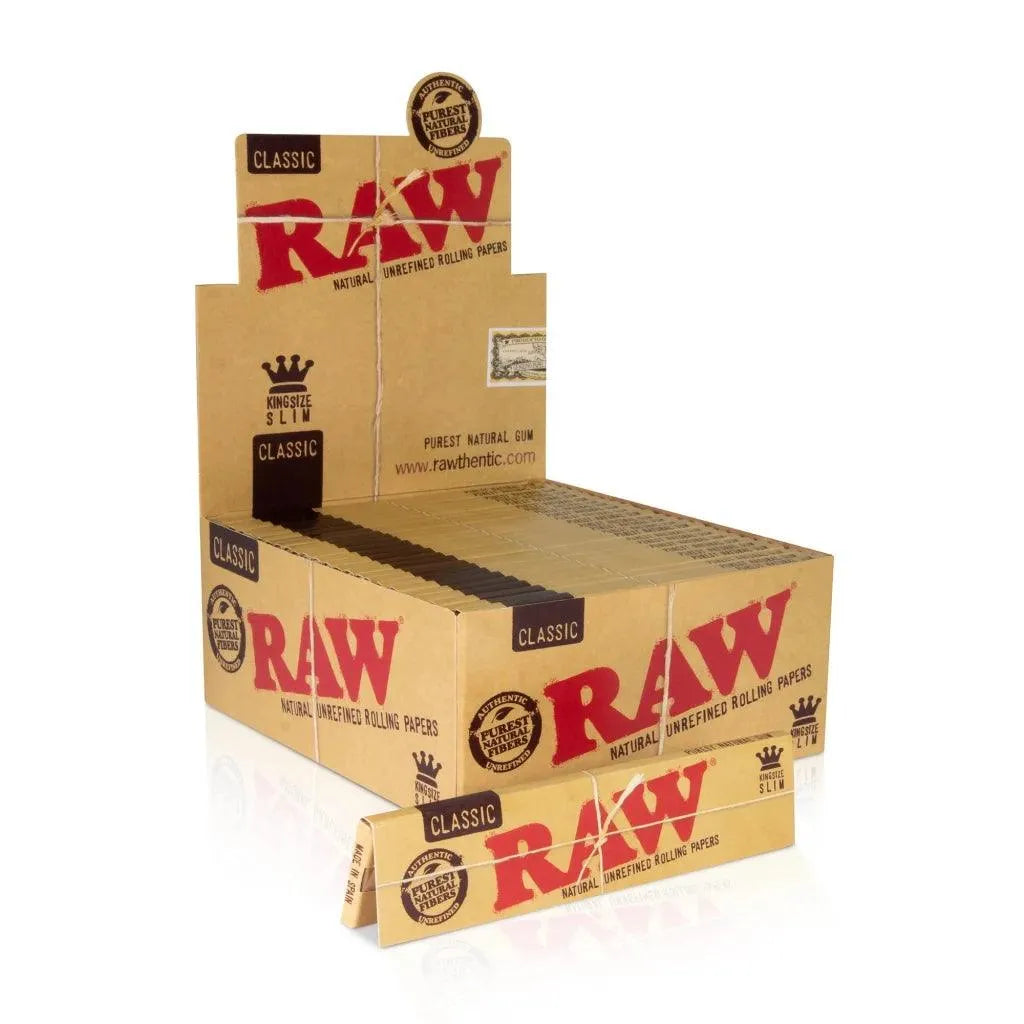 raw classic king size slim papers 32 leaves full box uae