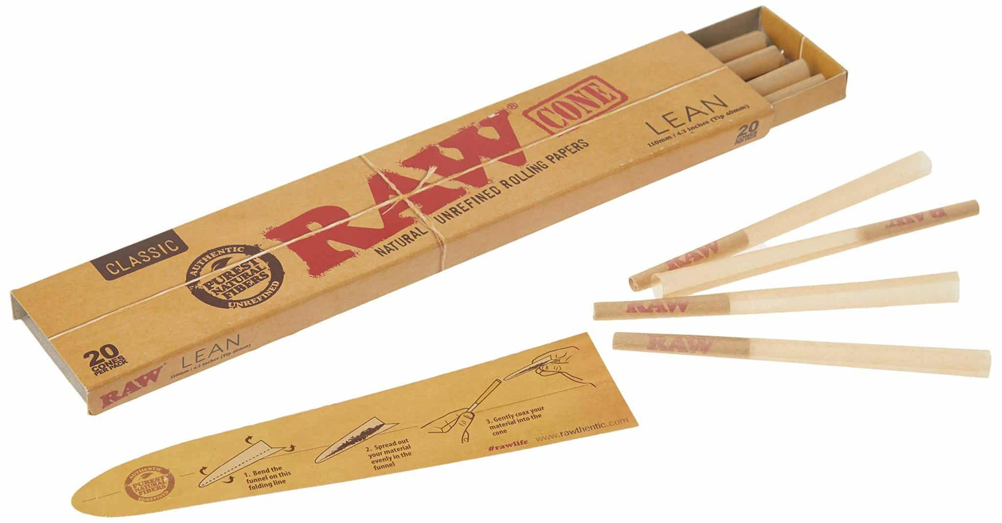 raw lean cones pre rolled smoking paper 20 pack open view dubai