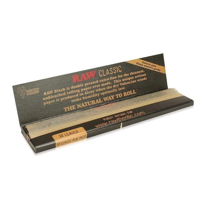 RAW Classic black rolling paper king size 32 leaves open view uae