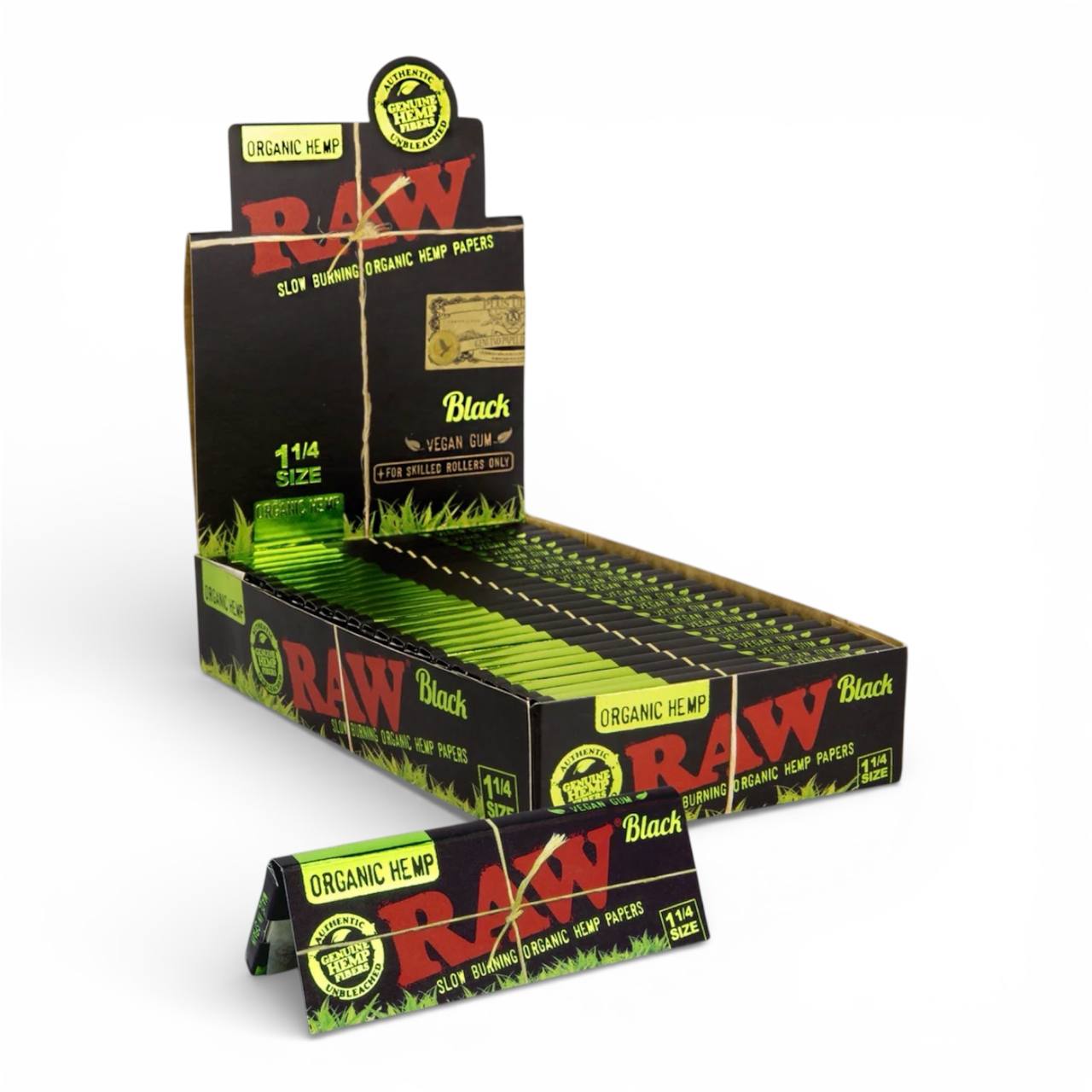 RAW Black Organic Hemp 1¼ rolling papers 50 leaves box 