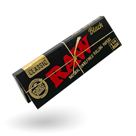 Raw classic rolling papers black 1 14 size front view uae dubai