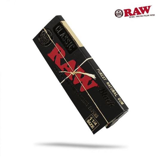 raw rolling paper 1 1/4 black front view uae