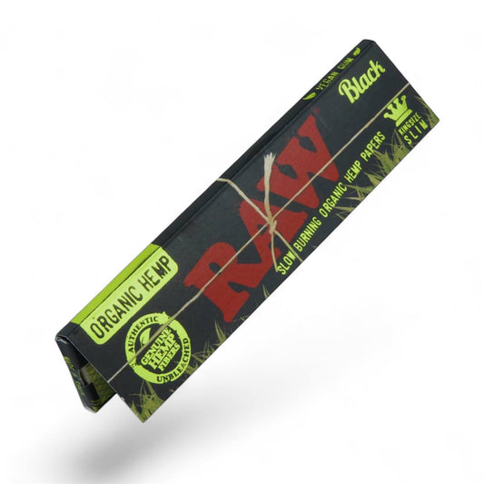RAW Black Organic Hemp King Size Slim rolling papers 32 leaves